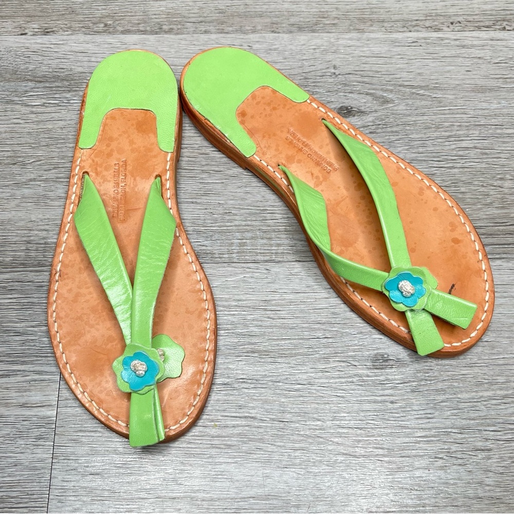 Bonanno Palm Beach Lime Green Leather Sandals Size 7